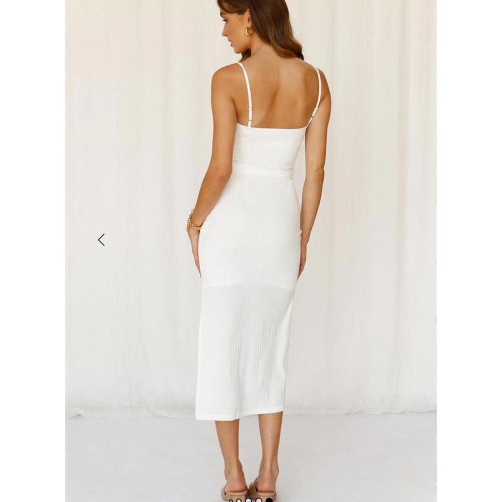 NWT Hello Molly Ways I Loved You Knit Midi Dress White Ribbed Women’s size 4 - Picture 14 of 15